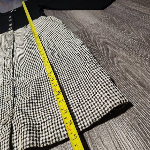 Vintage 90s officecore elegant black & grey houndstooth teacher secretary dress - Picture 8 of 14